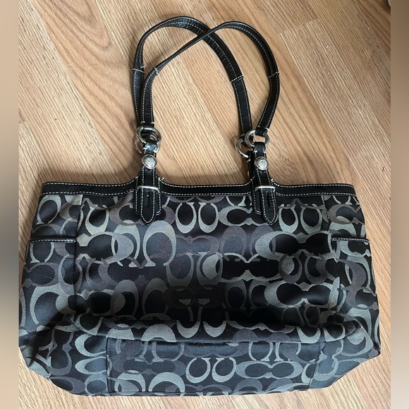 Coach Gray and Black Signature Tote - Picture 2 of 16